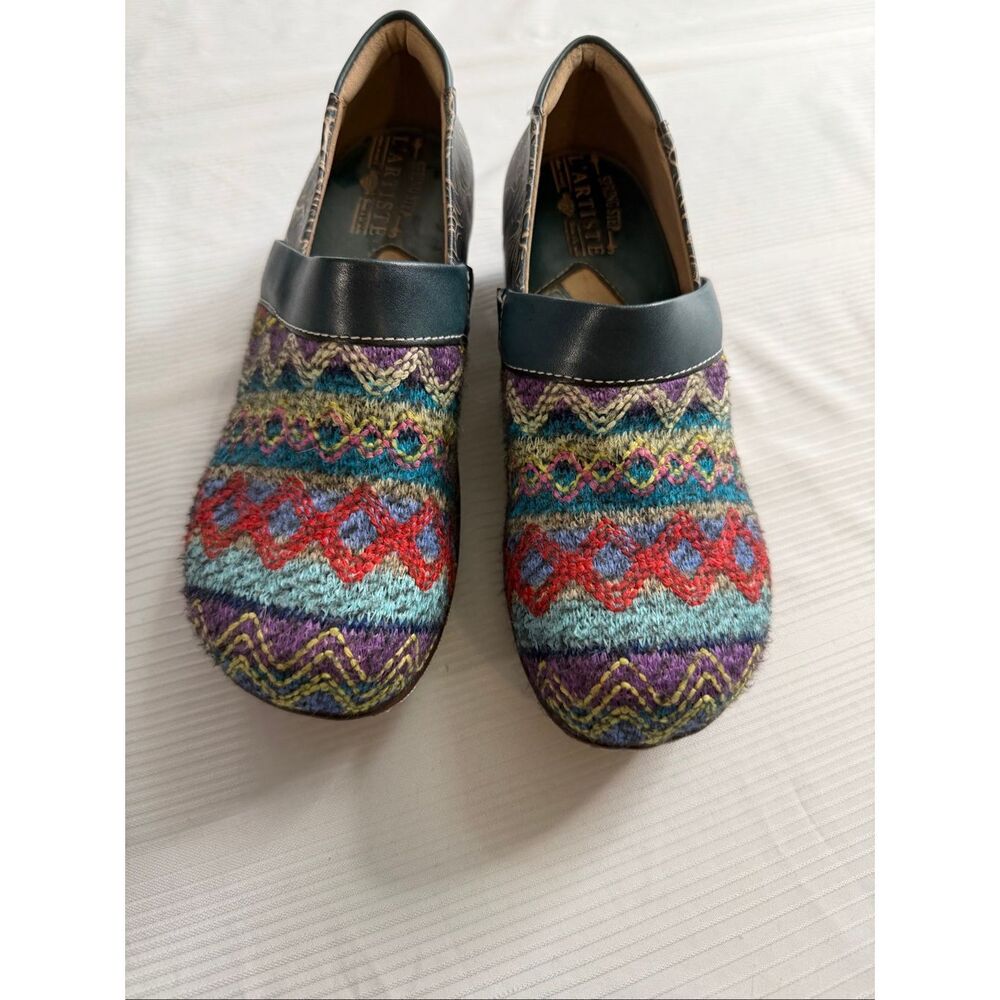 L'Artiste by Spring Step Zagabank Woven Leather Clogs Size 38 US 8 - Picture 5 of 9